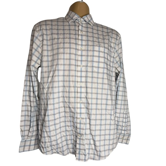 johnnie-O Other - Johnnie O Shirt Mens medium Blue Plaid Button Up Top‎ Shelf Casual Preppy
